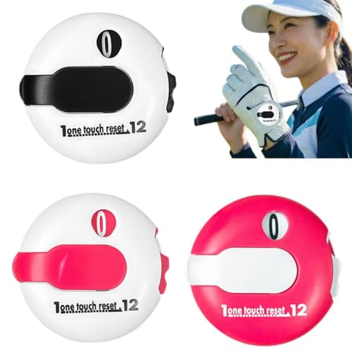Golf Stroke Counter - 1.2 Inch Touch Reset - Pink White