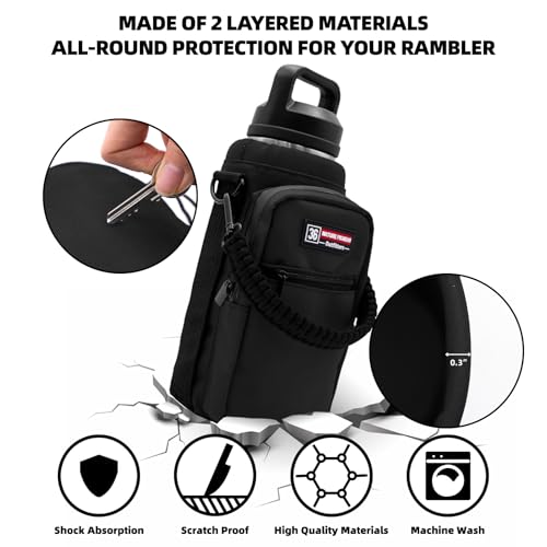 Nature Pioneor 32-36oz Insulated Water Bottle Carrier with Strap | Hands-Free Bottle Holder