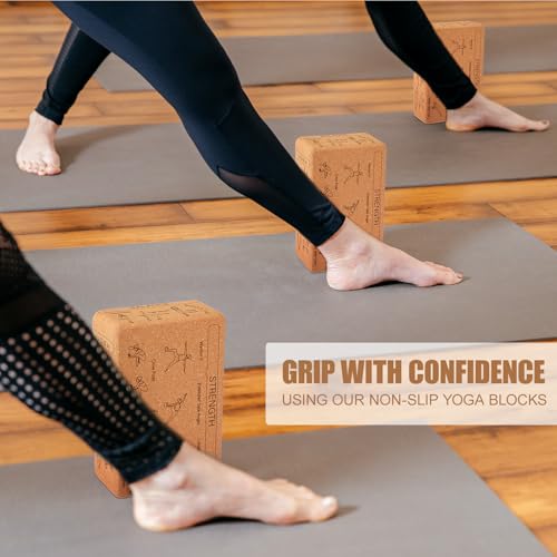 Halloscume Cork Yoga Blocks 2-Pack - Supportive Beige Yoga Props for Alignment