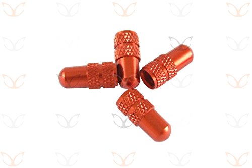 Orange Anodized Alloy Presta Valve Caps - 4 Pack