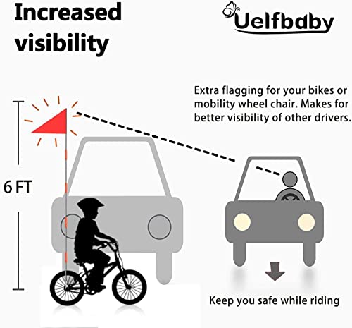 Orange Bicycle Safety Flag with 6 Ft Adjustable Pole