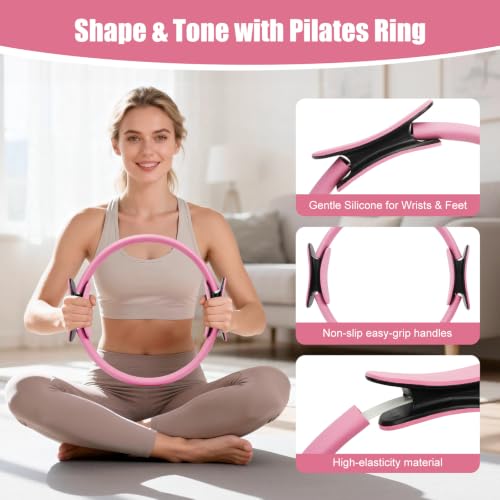 21PCS Pilates Equipment Set for Women - Pink Home Pilates Kit