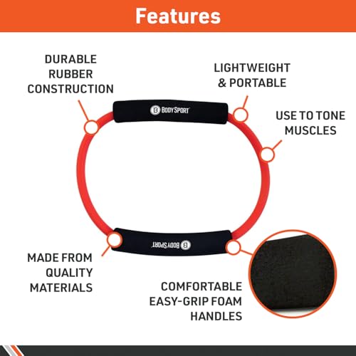Medium Resistance Band with Foam Handles - Body Sport Loop Tubing for Strength & Rehab
