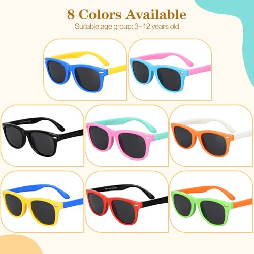 Kids Polarized Sunglasses with UV Protection - 1 Pair, Black