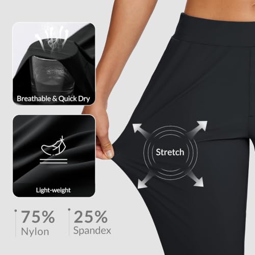 Lightweight Stretch Travel Pants with Zip Pockets - Large/Black