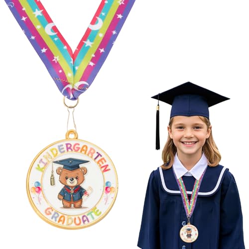 Kindergarten Graduation Medal with Rainbow Ribbon - Style 3