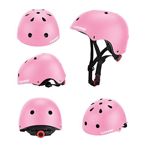 Adjustable Kids Bike Helmet - Multi-Sport Skateboard Helmet M (20.5"-22") Pink