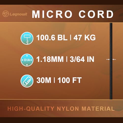 Micro Paracord 1.18mm x 100ft - Black Nylon Cord for DIY Projects