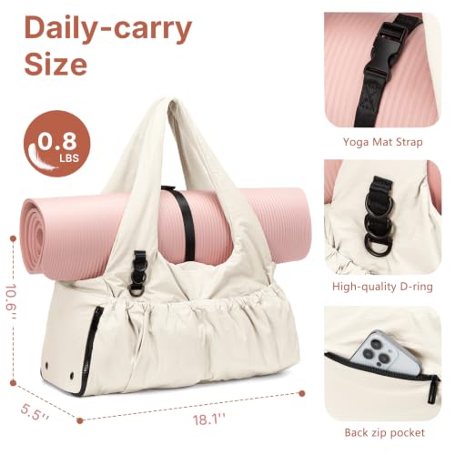 Yoga Mat Bag with Adjustable Strap - Beige Gym Bag for Women