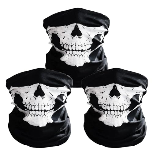 Skull Ski Mask Balaclava - Breathable Ghost Face Design, 3 Pack