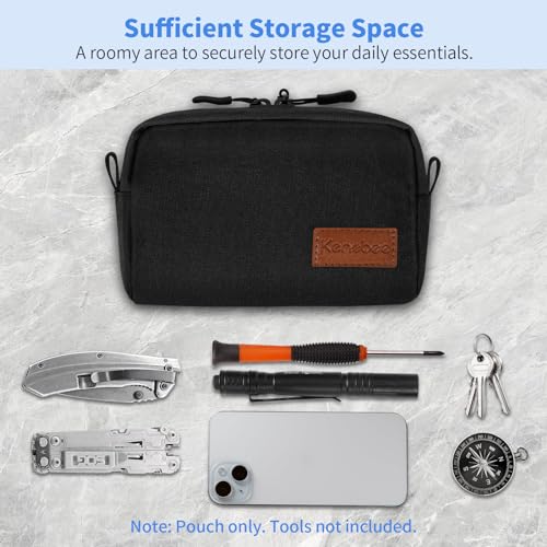 KENOBEE EDC Belt Pouch for Men Women – Black, with YKK Zippers, 2-Inch Belt compatible