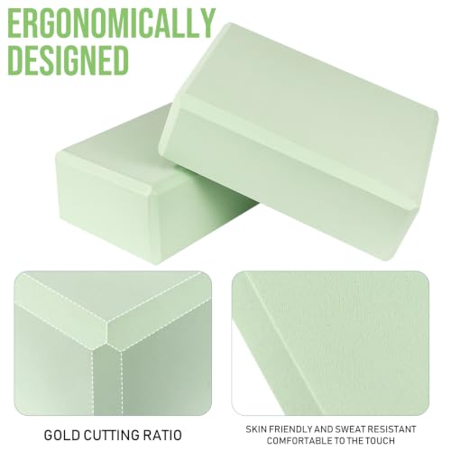 Yoga Block Set - 2 Pcs Soft Non-Slip EVA Foam - Pale Green