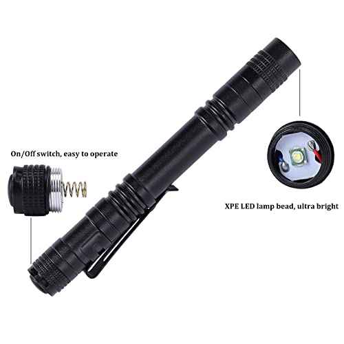 LED Pen Flashlight, 6Pcs Pocket Flashlights Super Bright Slim Pen Light with Clip Waterproof Penlight for Inspection, Repair, Emergency Powered by 2*AAA Battery (not Included)
