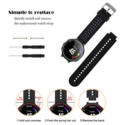 Garmin Approach S20 S5 S6 Watch Bands - Black Silicone Replacement