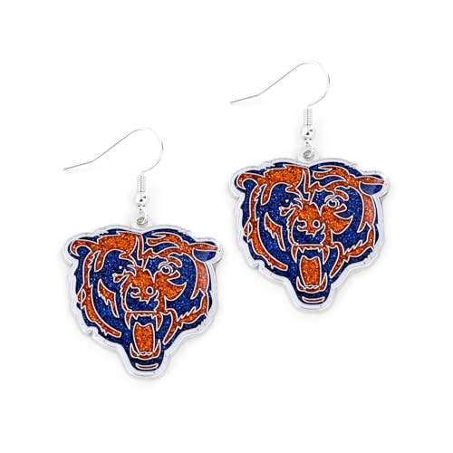 NFL Glitter Dazzle Earrings - Chicago Bears - Hypoallergenic