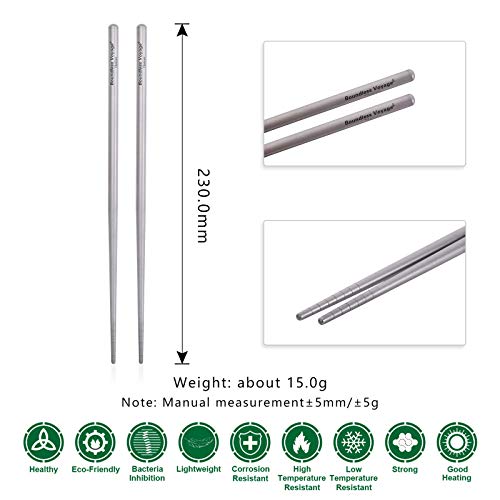 Titanium Round Chopsticks - Lightweight, Skid-Proof Outdoor Utensils - Ti1002T