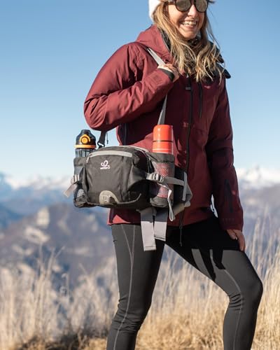 Fanny Pack Waist Bag with 2 Water Bottle Holders - Black