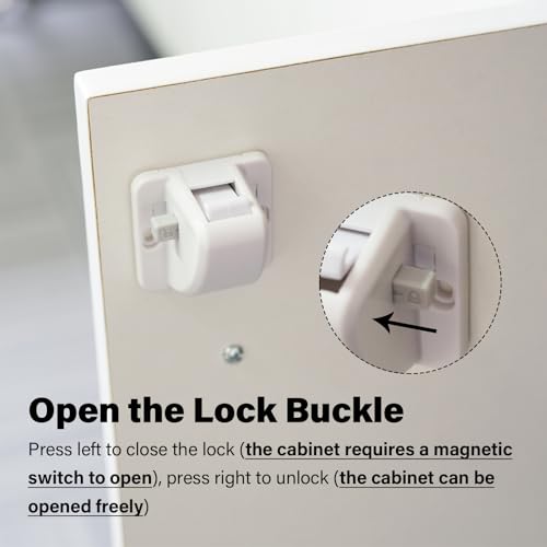 24 Pack Magnetic Cabinet Locks Baby Proofing - Child Safety Cabinet Latch Locks with Adhesive, No Drill or Tools Installation, for Cabinets Drawers Doors