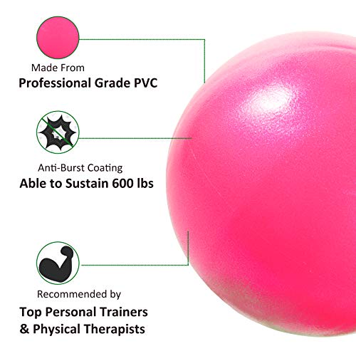 9 Inch Mini Exercise Ball with Inflatable Straw - Pink