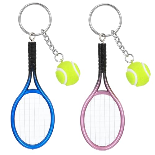 Mini Tennis Racket Keychain Set - Blue & Purple Accessories