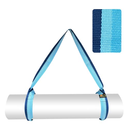 Yoga Mat Carrier Strap - Adjustable Cotton Holder Sling - Blue