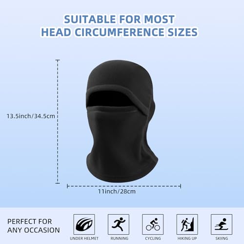 Fleece Balaclava Ski Mask - Windproof Full Face Cover, Black
