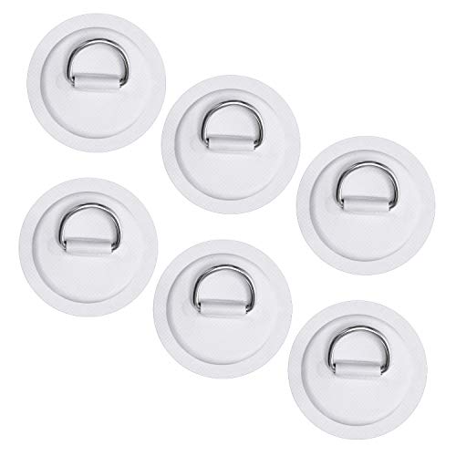 6Pcs Stainless Steel D-Ring Patch Set for Inflatable Boards - 3.15in (8cm) White