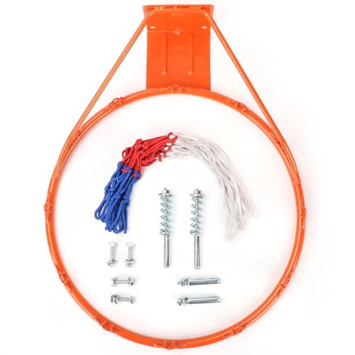 Dripex 18-Inch Orange Basketball Rim with Breakaway Spring & All-Weather Net
