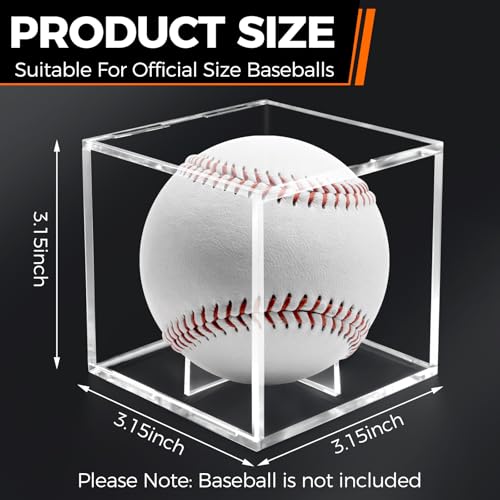 2 Pack Acrylic Baseball Display Case - UV Protected Holder for Official Size Balls