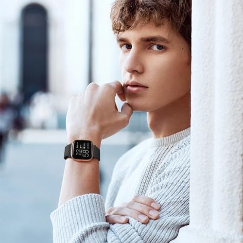 Braided Stretchy Bracelet Band for Fitbit Versa 2 - Black (5.43"-8.58")