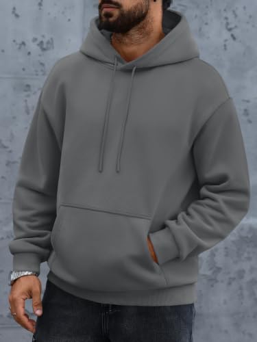 EFAN Mens Oversized Fleece-Lined Hoodie Sweatshirt – X-Large, Dark Grey