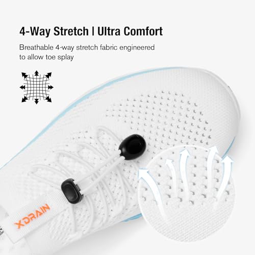Women's Stylish Water Shoes with Arch Support - White/Aqua