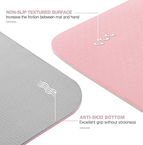 Eco-Friendly Non-Slip Yoga Mat - 72"x24" Parfait Pink & Gray
