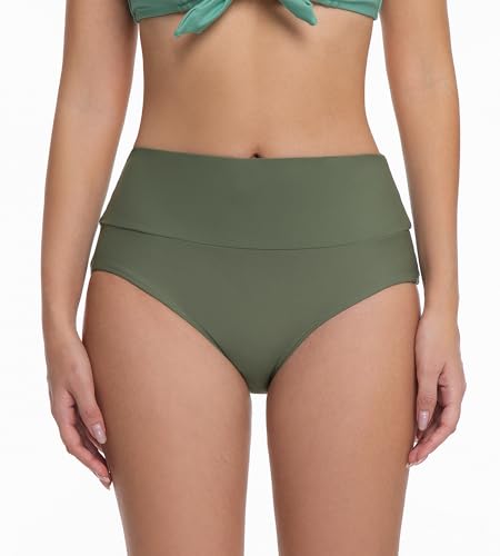 V Cut Mid Rise Cross Front Full Coverage Bikini Bottoms - X-Small Army Green