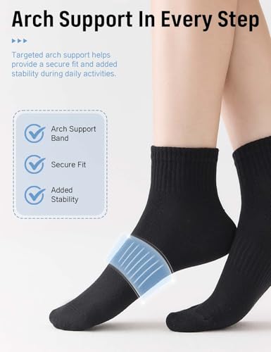 Thin Cotton Ankle Socks for Women - 5 Pairs, White