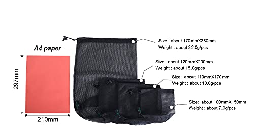 Durable Black Mesh Nylon Stuff Sack - 5pcs Travel Storage Bags (L)