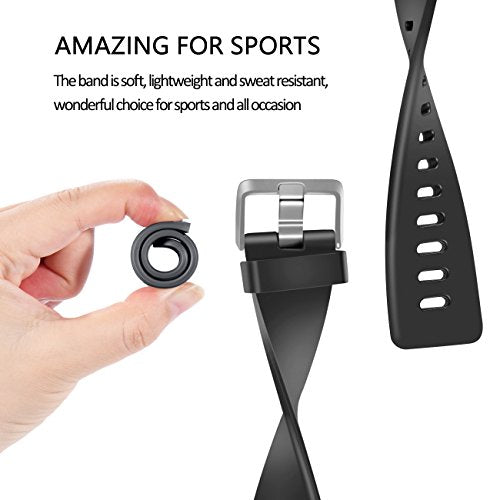 Fitbit Versa 2 Bands - Soft Waterproof Replacement Wristband Strap - Large 7.2"-8.7" - Black