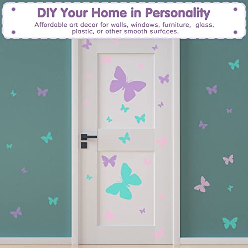 Butterfly Wall Decals Purple Pink Blue Butterfly Wall Sticker Peel and Stick Wall Art Sticker Decals for Nursery Girls Kids Bedroom Living Room Bathroom Kitchen Decor