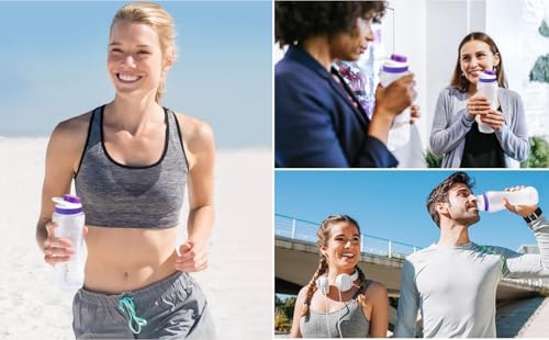 Leak-Proof Replacement Caps for Water Bottles - 4 Pack - Purple & White