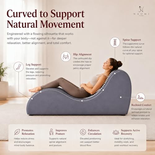Ergonomic Yoga Chaise Lounge Chair - Gray | 330 lb Capacity