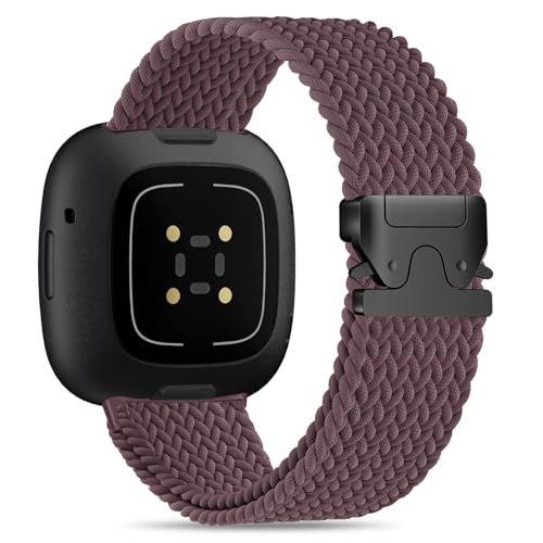 Magnetic Braided Bands for Fitbit Versa 4 & 3 - Deep Cherry