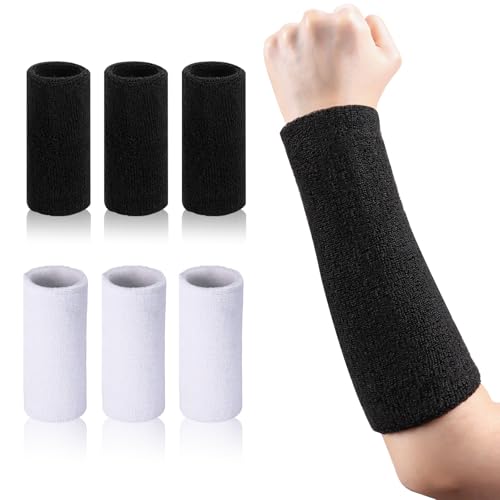 9-Inch Extra Long Wristbands - Sweatbands Set of 2 Black & White