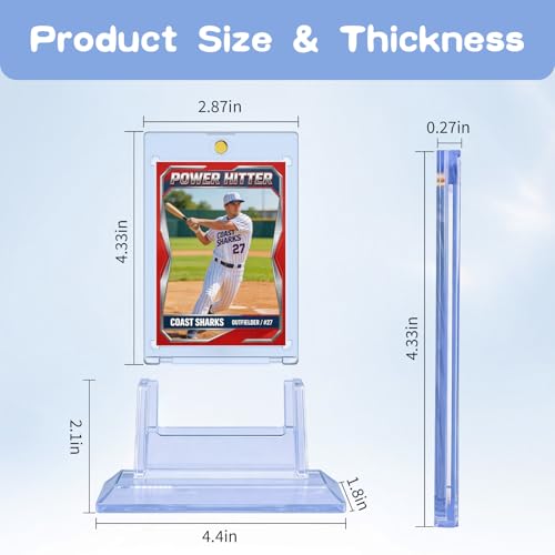 Magnetic Trading Card Holder Set - 4 Holders + 4 Stands