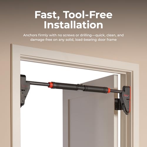 Adjustable Doorway Pull Up Bar - Dark Grey, Foam Grips