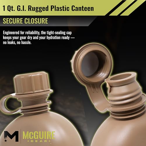 Military-Style 1 Qt. Rugged Plastic Canteen Water Bottle - Olive Drab