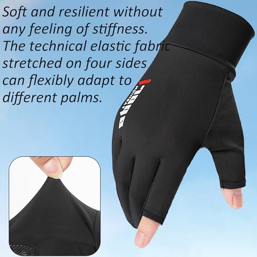 Breathable Half-Finger Cycling Gloves - UV Protection Mesh - Black, One Size