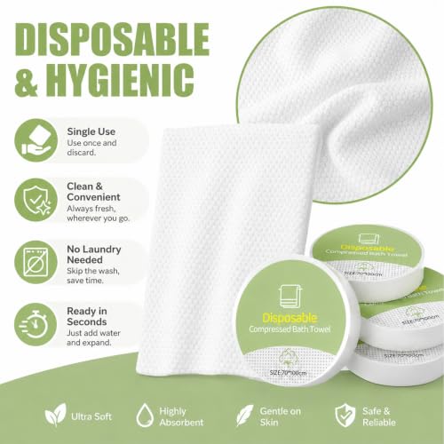 Compressed Bath Towel Tablets - 6 Pack Travel Towels