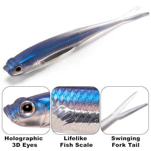 Soft Plastic Jerkbait Lures - Chartreuse / 3 Inch - 6 Pack