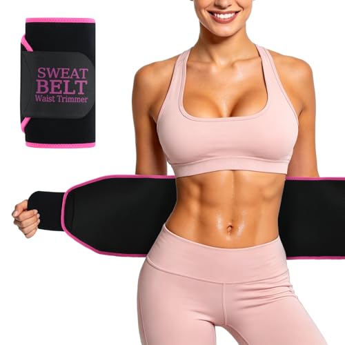Waist Trainer for Women - Sweat Band Trimmer Belt - Medium Black/Pink