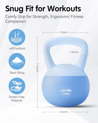 Soft Kettlebell - 10 LB Anti-Slip Grip for Safe Workouts - Blue